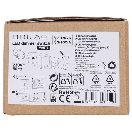BRILAGI - Variateur rotatif avec cadre 110W/230V blanc