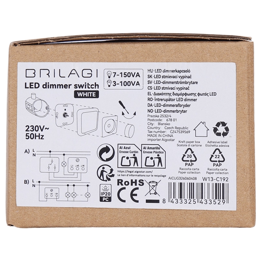 BRILAGI - Variateur rotatif avec cadre 110W/230V blanc