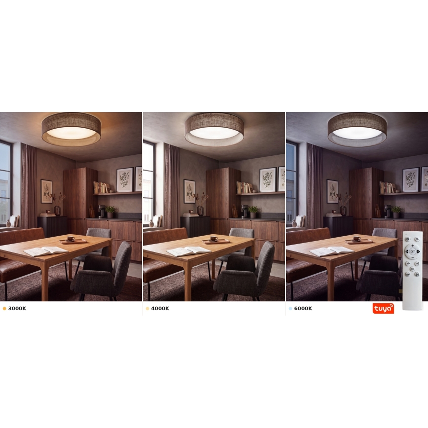 Brilagi - Dimbare LED-plafondlamp VELVET SMARTIX LED/24W/230V 3000-6000K Ø 45 cm bruin Wi-Fi Tuya Beacon + afstandsbediening