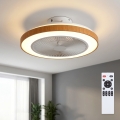 Brilagi - Ventilateur de plafond à LED dimmable 38W/230V 50 cm blanc/marron + télécommande
