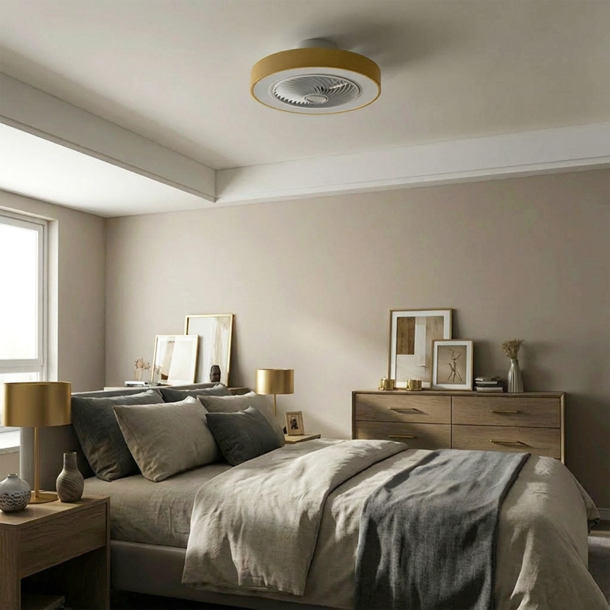 Brilagi - Plafonnier LED dimmable avec ventilateur LED/38W/230V 3000-6500K Ø 50 cm doré + télécommande