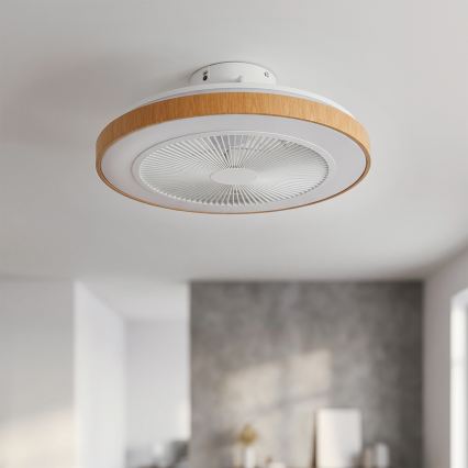 Brilagi - Ventilateur de plafond à LED dimmable 38W/230V 50 cm blanc/marron + télécommande