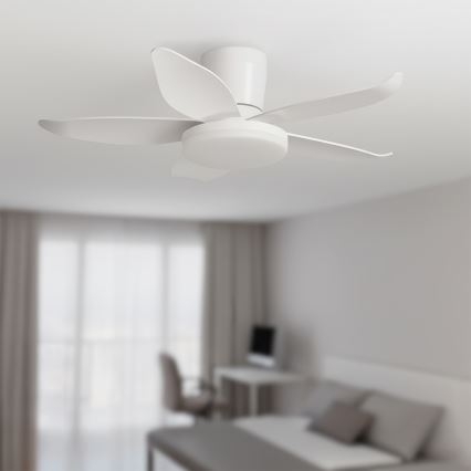 Brilagi - Ventilateur de plafond LED réglable en intensité, 32 W/230 V, 3000–6500 K, diam. 95 cm, blanc + télécommande