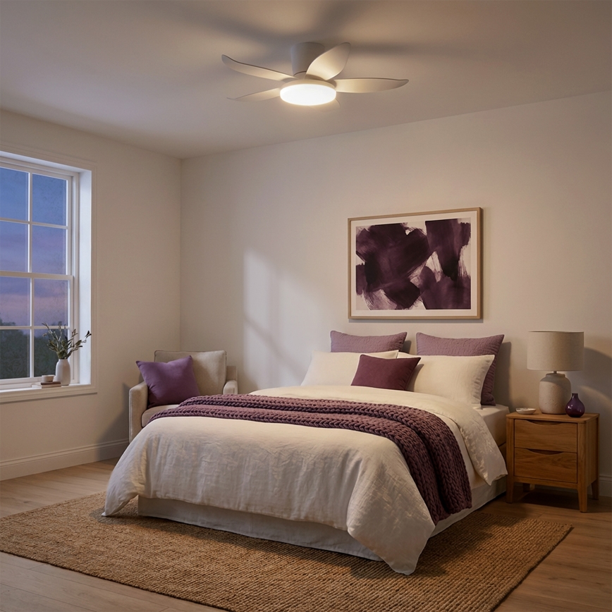 Brilagi - Ventilateur de plafond LED réglable en intensité, 32 W/230 V, 3000–6500 K, diam. 95 cm, blanc + télécommande