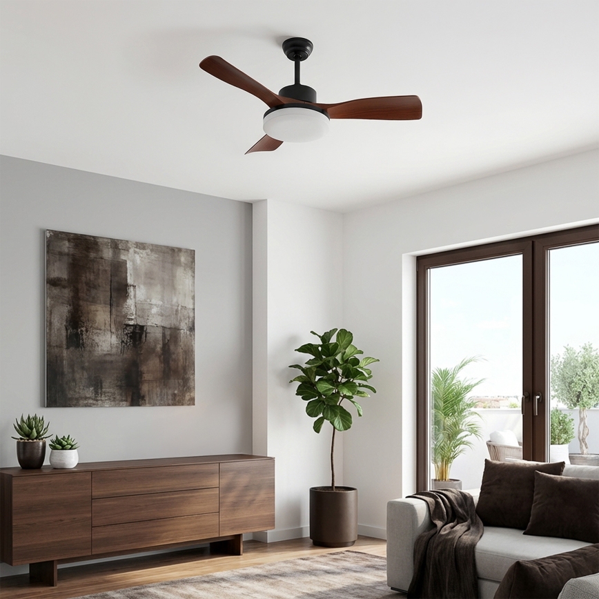 Brilagi - Ventilateur de plafond LED dimmable 34 W/230 V 3000–6500 K Ø 106 cm noir/marron + télécommande