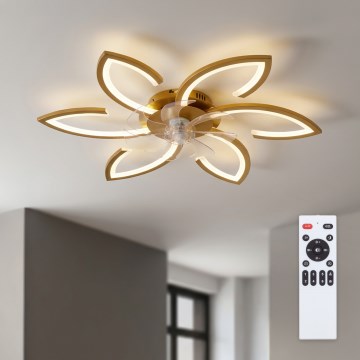Brilagi - Ventilateur de plafond LED dimmable 34W/230V Ø 78 cm doré + télécommande