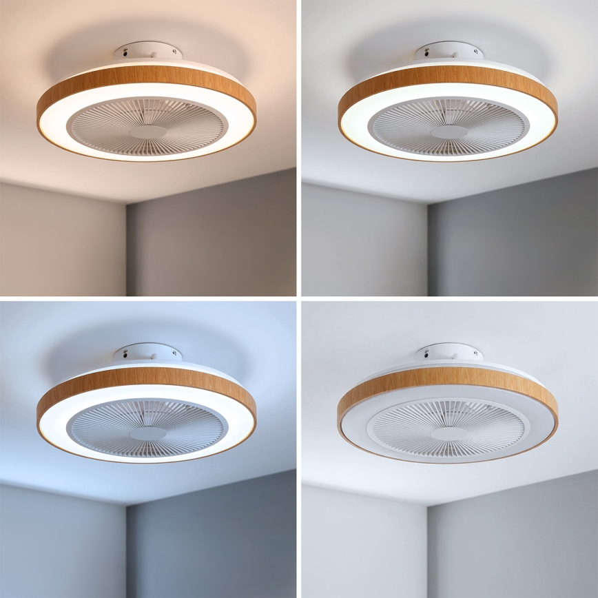 Brilagi - LED Ventilateur de plafond dimmable LED/38W/230V 3000-6500K Ø 50 cm blanc/marron + télécommande