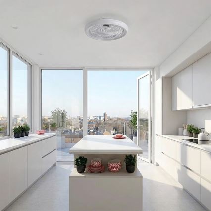 Brilagi - Ventilateur de plafond à LED à intensité variable 40W/230V Ø 48 cm blanc + télécommande