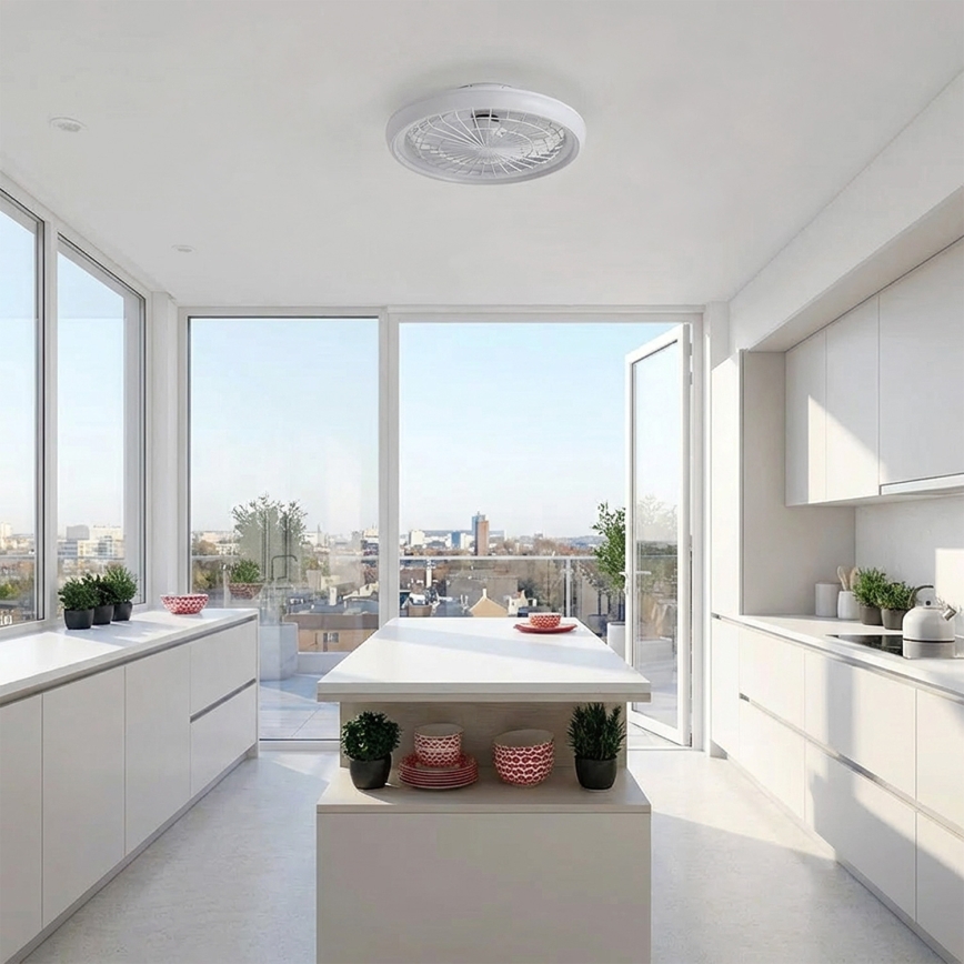 Brilagi - Ventilateur de plafond à LED à intensité variable 40W/230V Ø 48 cm blanc + télécommande