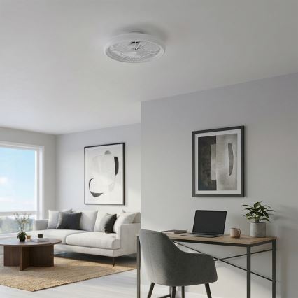 Brilagi - Ventilateur de plafond à LED à intensité variable 40W/230V Ø 48 cm blanc + télécommande