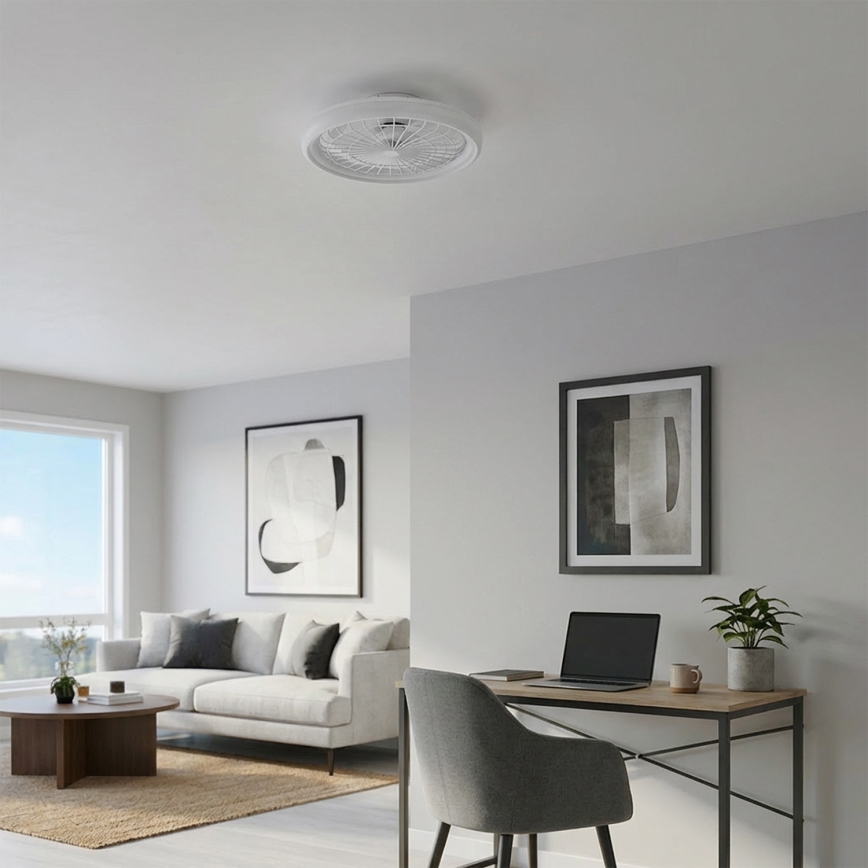 Brilagi - Ventilateur de plafond à LED à intensité variable 40W/230V Ø 48 cm blanc + télécommande
