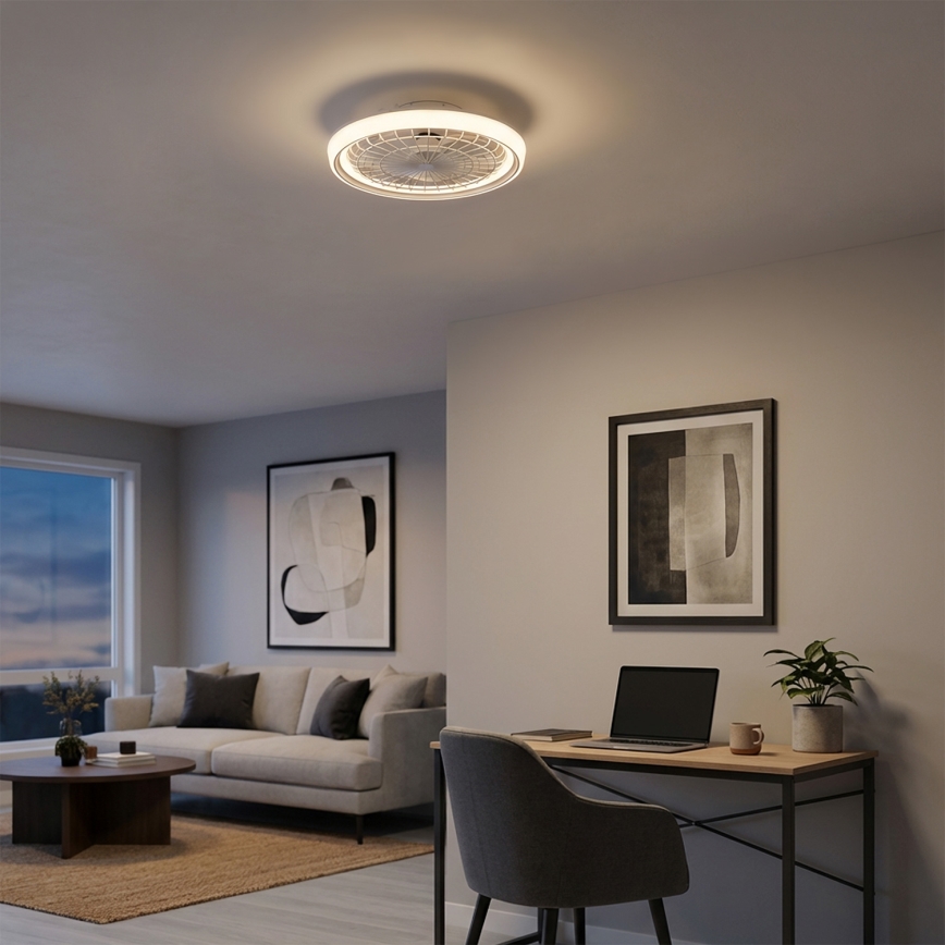 Brilagi - Ventilateur de plafond à LED à intensité variable 40W/230V Ø 48 cm blanc + télécommande