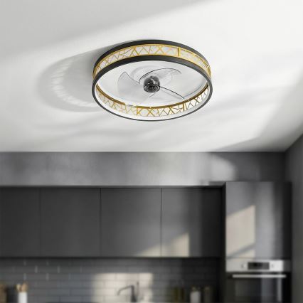 Brilagi - Ventilateur de plafond LED à intensité variable LED/34W/230V 3000-6500K Ø 50 cm noir/doré + télécommande