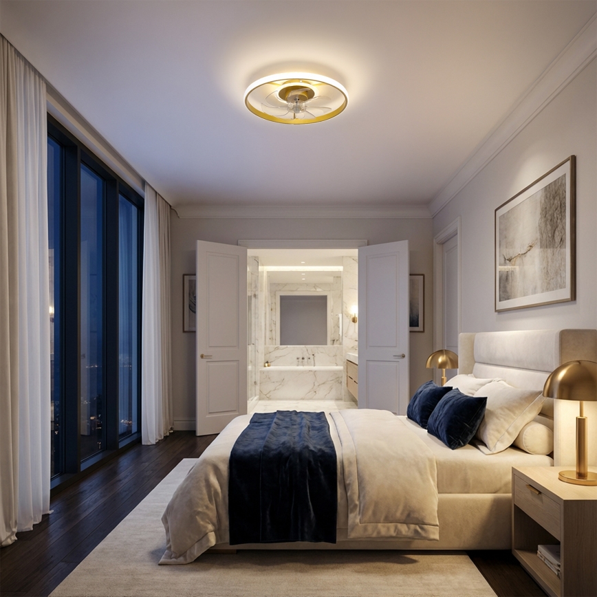 Brilagi - Ventilateur de plafond LED dimmable LED/66W/230V 3000-6500K Ø 55 cm blanc/doré + télécommande