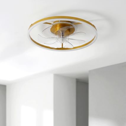 Brilagi - ventilateur de plafond LED dimmable LED/66W/230V 3000-6500K diam. 55 cm blanc/doré + télécommande