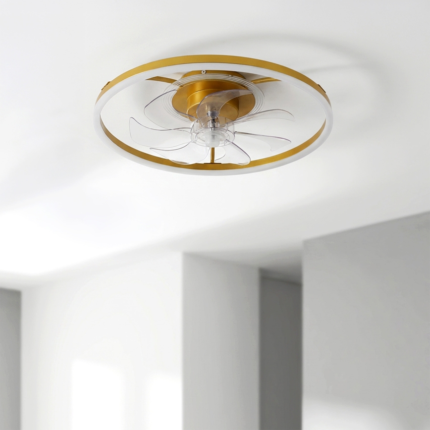 Brilagi - ventilateur de plafond LED dimmable LED/66W/230V 3000-6500K diam. 55 cm blanc/doré + télécommande