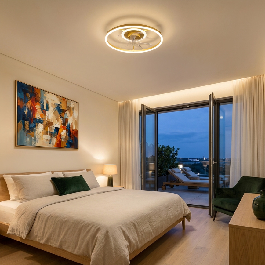 Brilagi - ventilateur de plafond LED dimmable LED/66W/230V 3000-6500K diam. 55 cm blanc/doré + télécommande