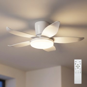 Brilagi - Ventilateur de plafond LED réglable en intensité, 32 W/230 V, 3000–6500 K, diam. 95 cm, blanc + télécommande