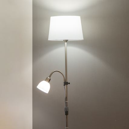 Brilagi - Vloerlamp CERIA 1xE27/100W/230V + 1xE14/25W mat chroom/wit