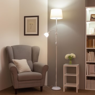 Brilagi - Vloerlamp CERIA 1xE27/100W/230V + 1xE14/25W wit/beige