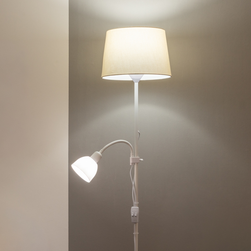 Brilagi - Vloerlamp CERIA 1xE27/100W/230V + 1xE14/25W wit/beige