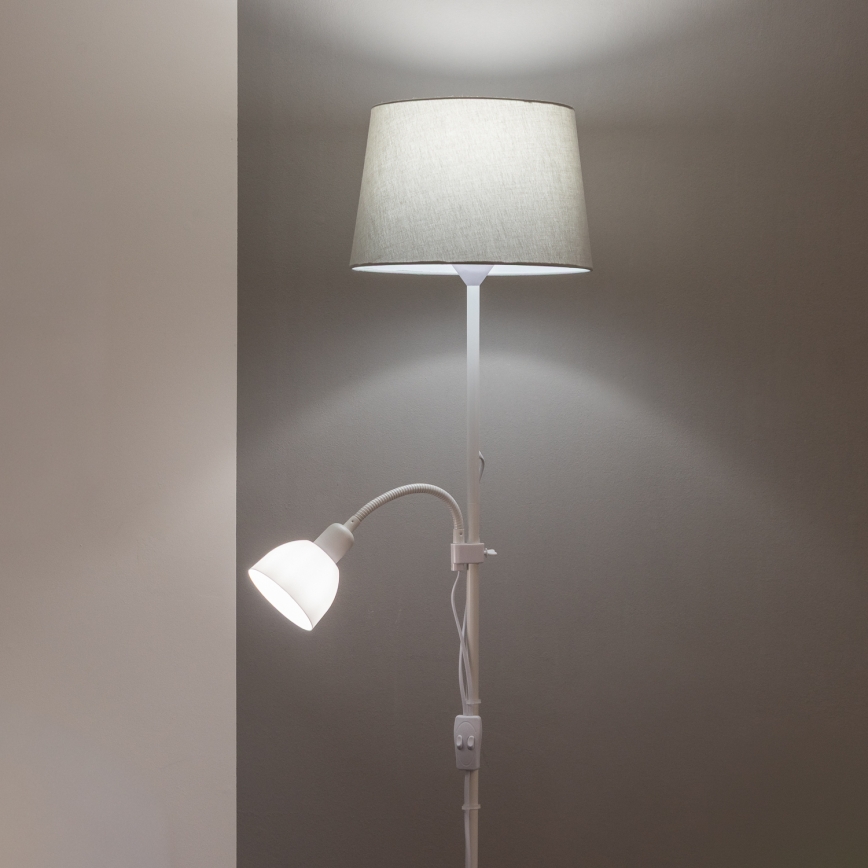 Brilagi - Vloerlamp CERIA 1xE27/100W/230V + 1xE14/25W wit/grijs