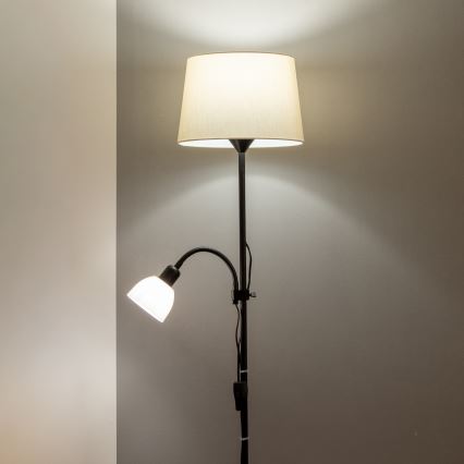 Brilagi - Vloerlamp CERIA 1xE27/100W/230V + 1xE14/25W zwart/beige