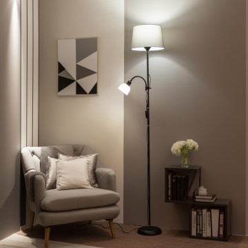 Brilagi - Vloerlamp CERIA 1xE27/100W/230V + 1xE14/25W zwart/grijs