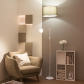 Brilagi - Vloerlamp CERIA 2-in-1 1xE27/100W/230V + 1xE14/25W wit/bruin