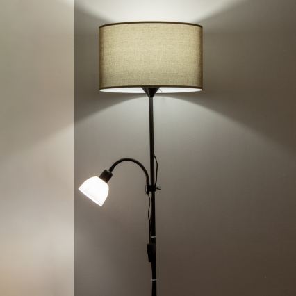 Brilagi - Vloerlamp CERIA 2-in-1 1xE27/100W/230V + 1xE14/25W zwart/bruin