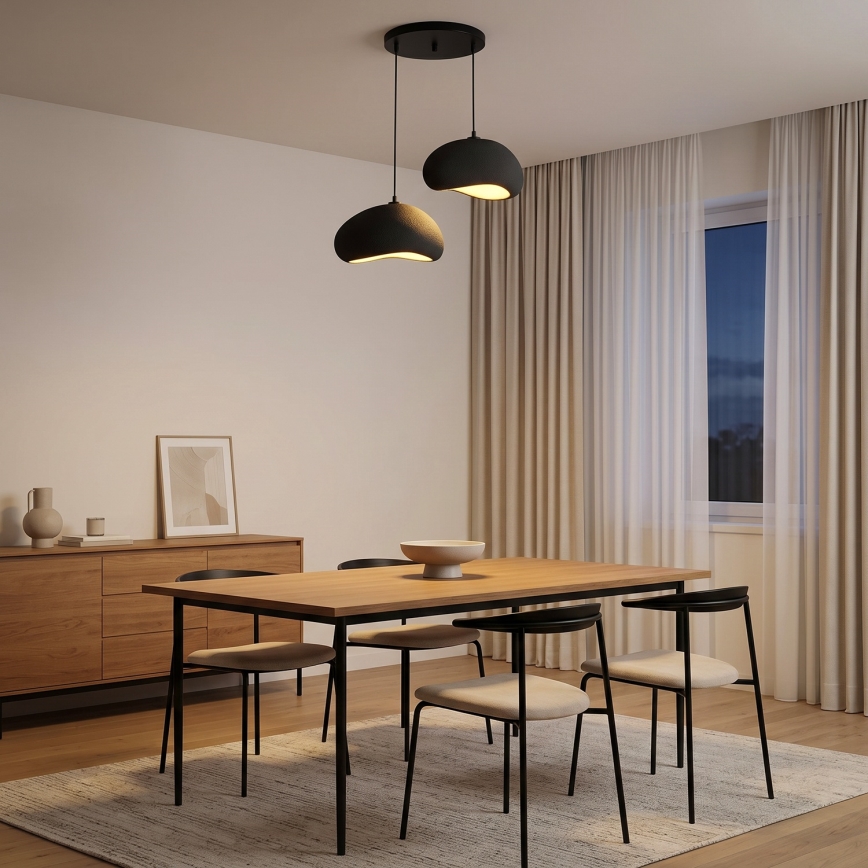 Brilagi - WABI SABI hanglamp aan kabel, 2x E27/40W/230V, Ø 60 cm, zwart