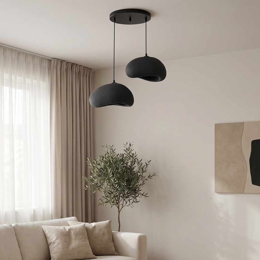 Brilagi - WABI SABI hanglamp aan kabel, 2x E27/40W/230V, Ø 60 cm, zwart