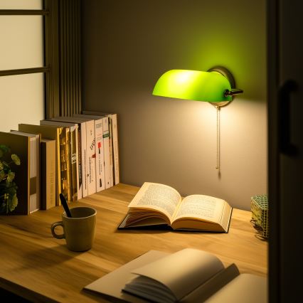 Brilagi - Wandlamp BANK OFFICE 1xE27/60W/230V messing/groen