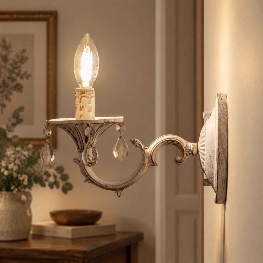 BRILAGI - Wandlamp CLASSIC 1xE14/60W/230V crème/patina