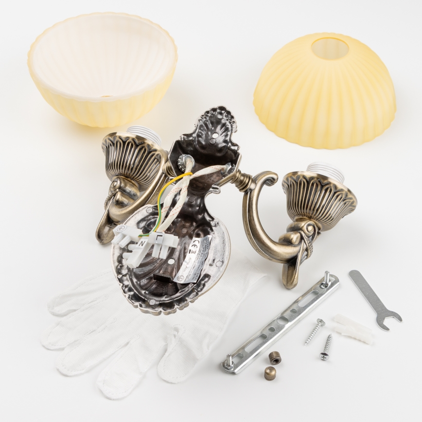 Brilagi - Wandlamp CLASSIC 2xE27/60W/230V messing