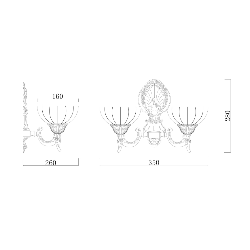 Brilagi - Wandlamp CLASSIC 2xE27/60W/230V messing