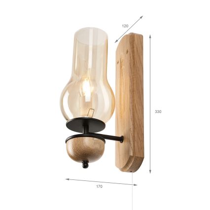 Brilagi - Wandlamp COTTAGE 1xE14/40W/230V eiken/bruin