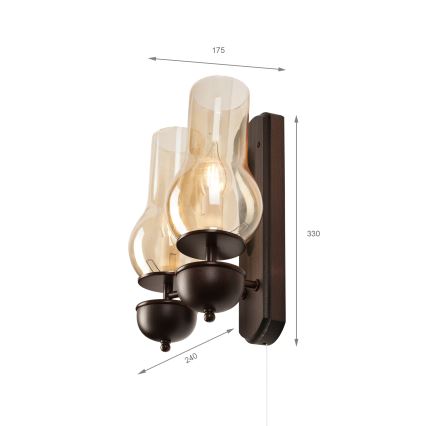 Brilagi - Wandlamp COTTAGE 2xE14/40W/230V beuken/bruin