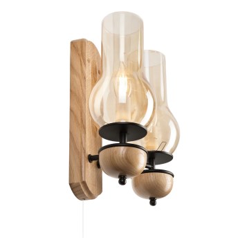Brilagi - Wandlamp COTTAGE 2xE14/40W/230V eiken/bruin