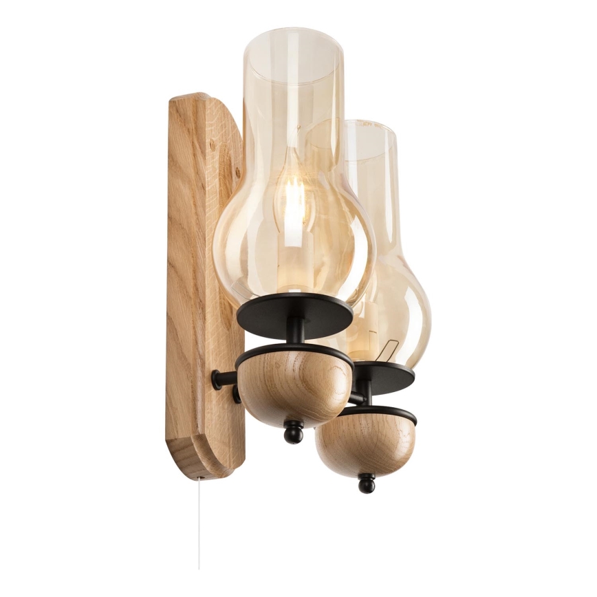Brilagi - Wandlamp COTTAGE 2xE14/40W/230V eiken/bruin
