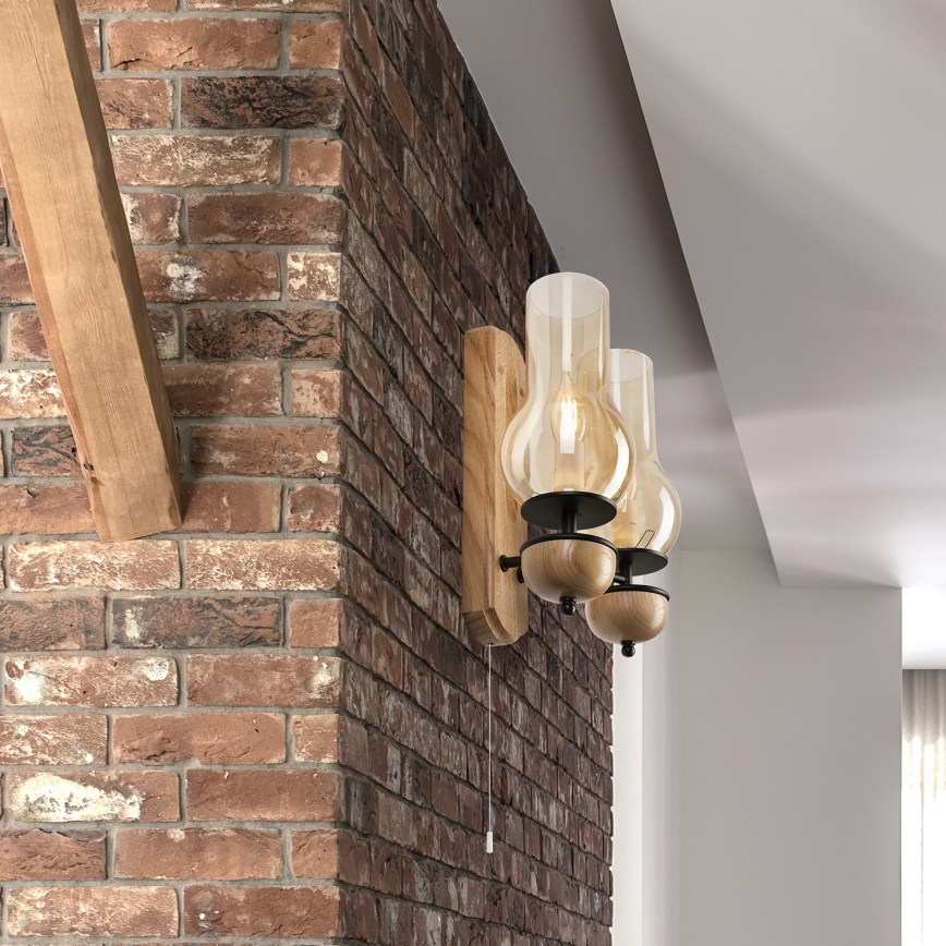 Brilagi - Wandlamp COTTAGE 2xE14/40W/230V eiken/bruin