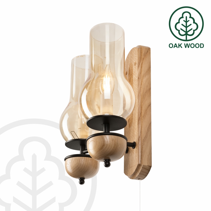 Brilagi - Wandlamp COTTAGE 2xE14/40W/230V eiken/bruin