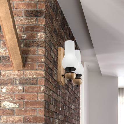 Brilagi - Wandlamp COTTAGE 2xE14/40W/230V eiken/wit