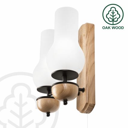 Brilagi - Wandlamp COTTAGE 2xE14/40W/230V eiken/wit