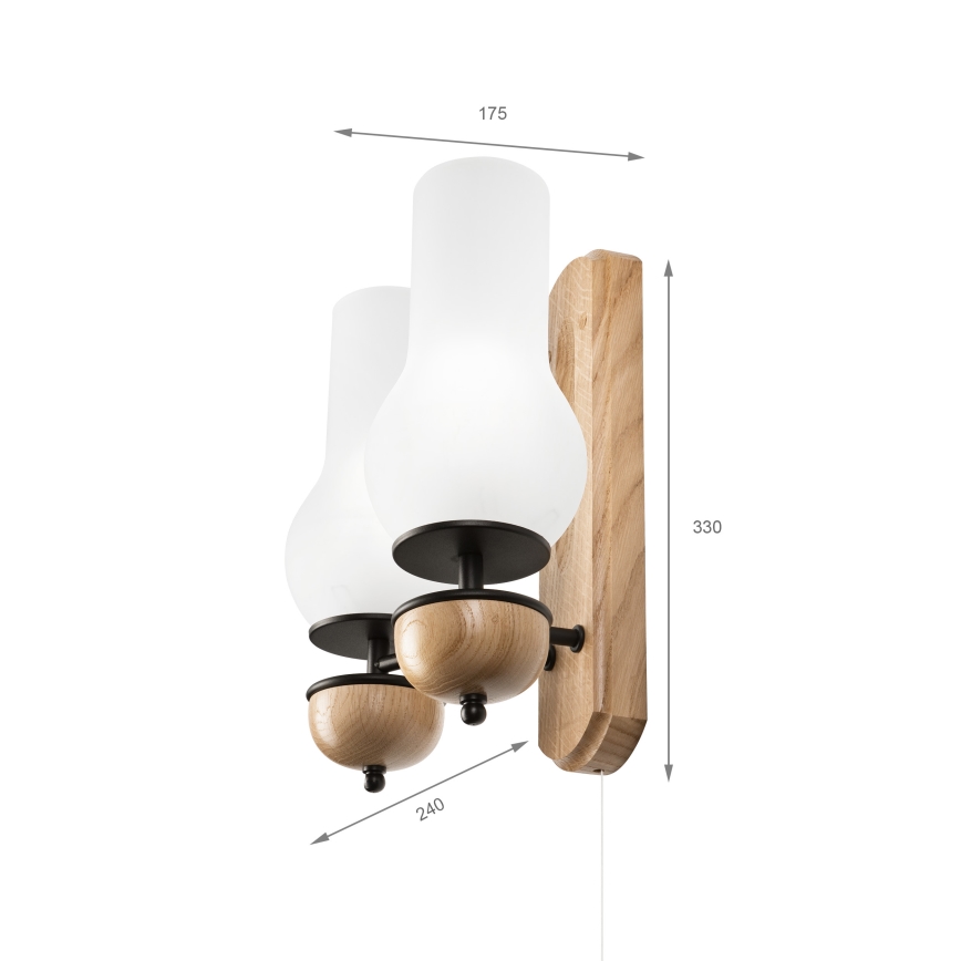 Brilagi - Wandlamp COTTAGE 2xE14/40W/230V eiken/wit