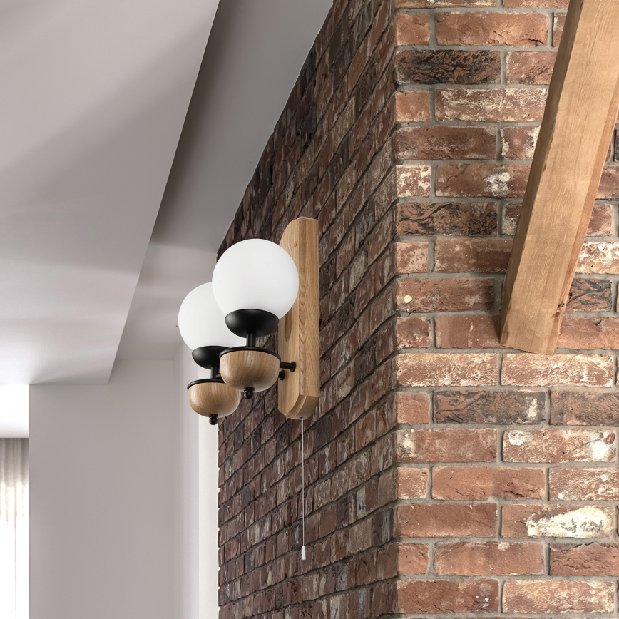 Brilagi - Wandlamp COTTAGE 2xG9/40W/230V eiken/wit
