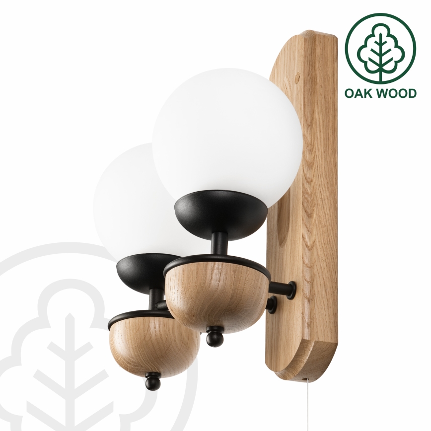 Brilagi - Wandlamp COTTAGE 2xG9/40W/230V eiken/wit