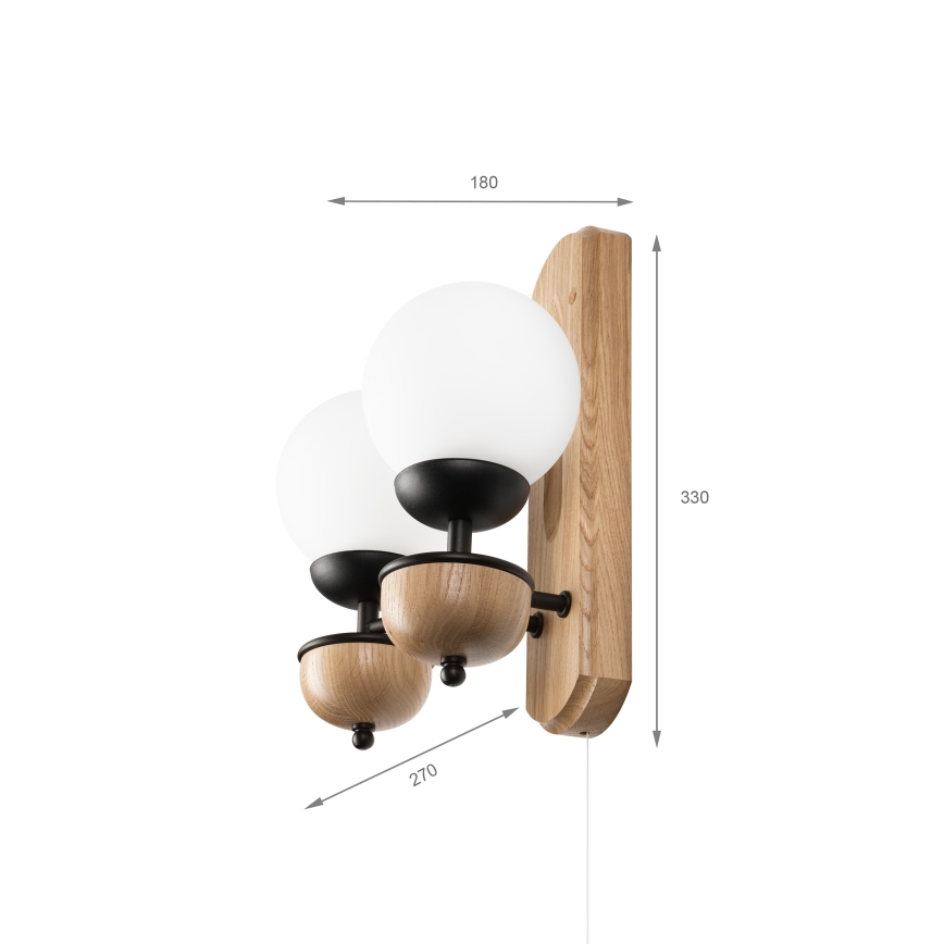 Brilagi - Wandlamp COTTAGE 2xG9/40W/230V eiken/wit
