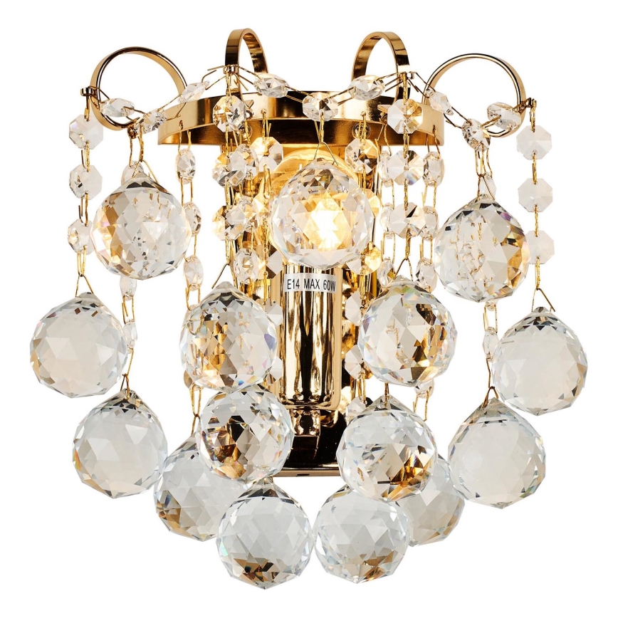 Brilagi - Wandlamp CRYSTAL 1xE14/60W/230V goud