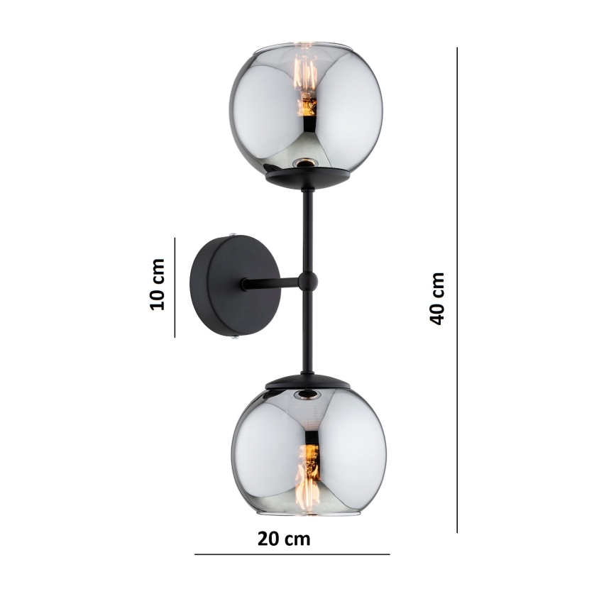 Brilagi - Wandlamp DIOR 2xE27/60W/230V zwart/rookgrijs